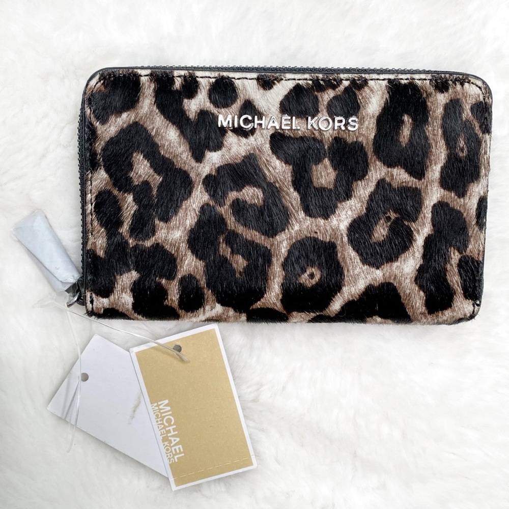 Michael Kors Jet Set Leopard Calf Hair Wallet